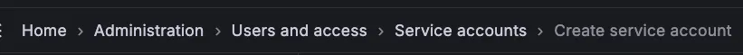 Grafana Service Accountとトークンの画面（1）