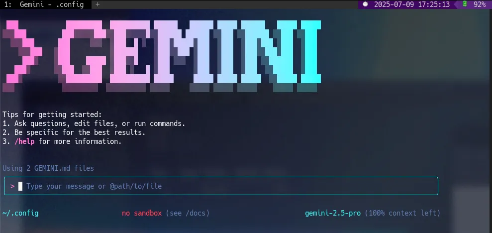 gemini-cliの画面