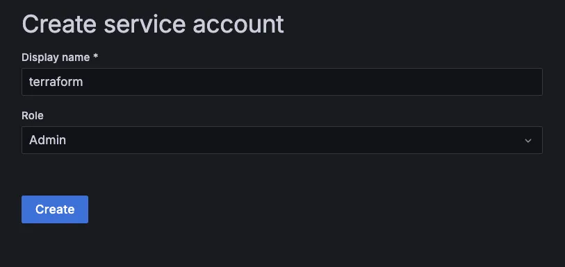 Grafana Service Accountとトークンの画面（2）