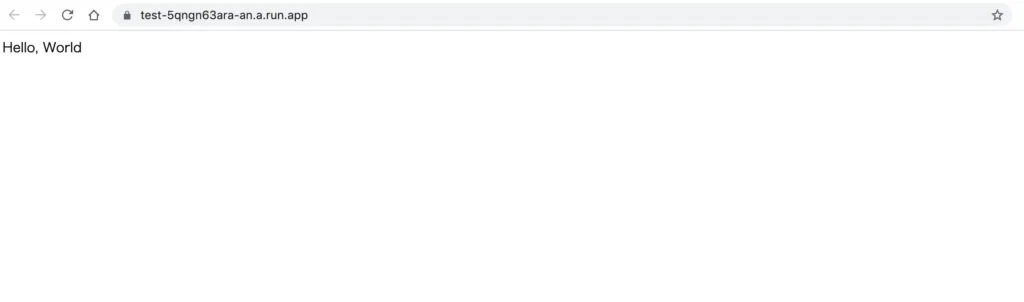 Cloud RunにデプロイしたHello Worldページ