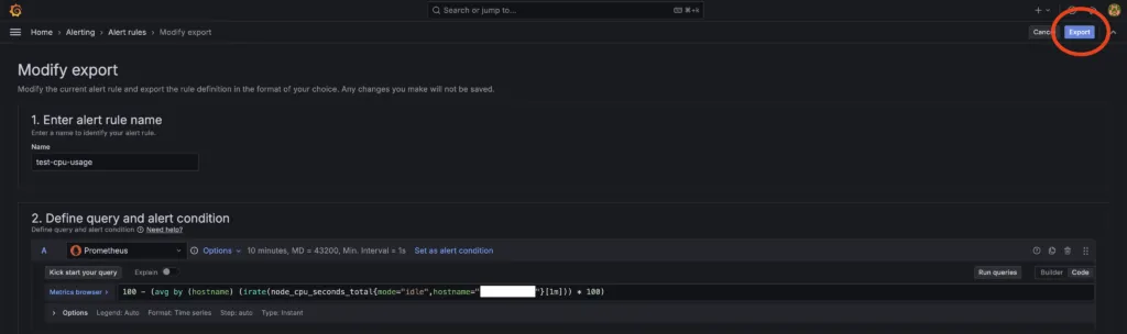 Grafana アラートルールをコード化して効率的に運用しようの画面（4）