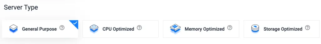 Server Typeの画面