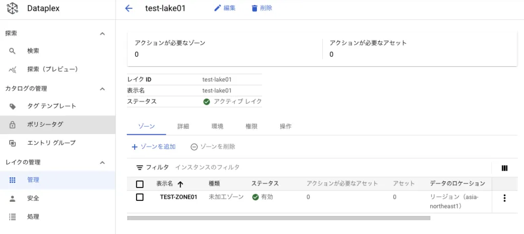 zoneの作成の画面（3）