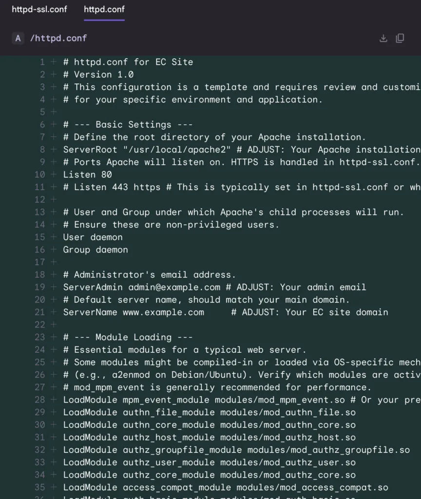 httpd.confの0からの作成の画面(4)