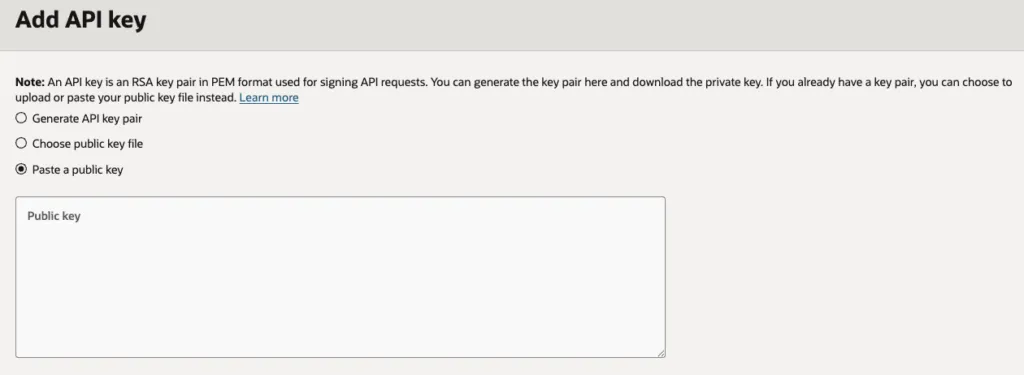 作成した Key-pair の Public Key を OCI コンソールのユーザ「My Profile」に登録（2）