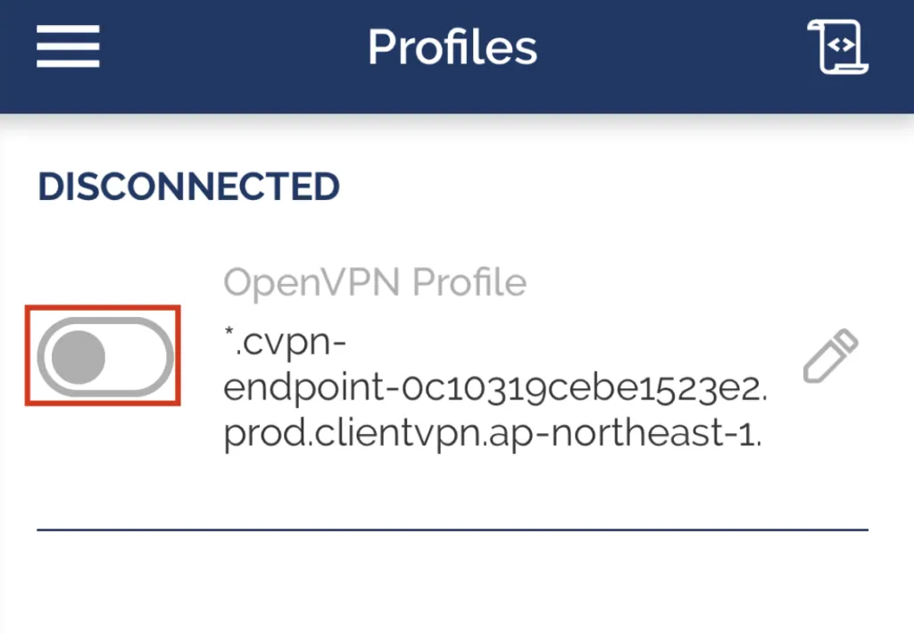 ②クライアント側の VPN 接続用アプリ設定の画面（3）