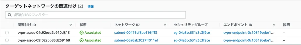 ターゲットネットワークの設定の画面（1）