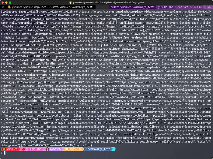argc jsonの画面