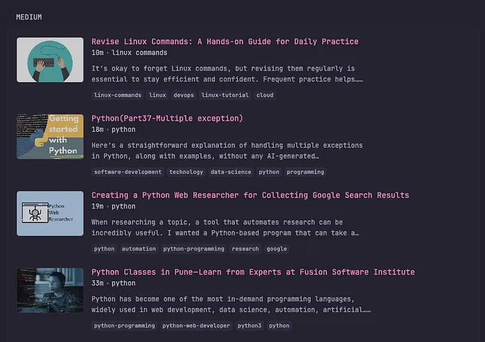 GlanceにRSSで取り込んだMediumの記事一覧