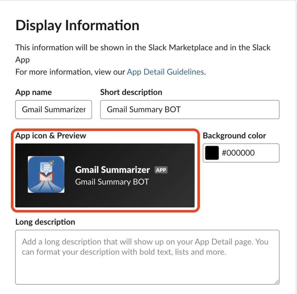 slack app display information